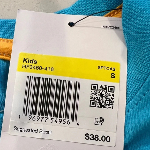 NWT Nike Youth Floral Long Sleeve Blue/Yellow Tee in Youth Small - Picture 4 of 4